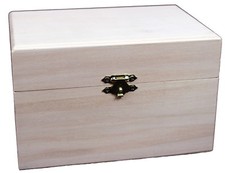 Wooden Recipe Box w/ Hinged Lid & Front Clasp, Unfinished - 6.75