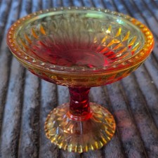 Vintage Jeanette Glass Amberina Pedestal Compote | Windsor Pattern picture