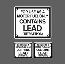 Contains Lead For Use as Motor Fuel Leaded Vintage Vinyl Decal Sticker Made USA picture