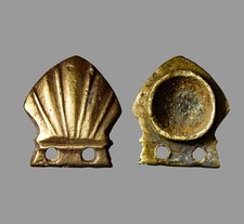 GOLD Fire Gilded Hellenistic Pecten Shell Amulet Mount 300BC Antiquity Artifact picture
