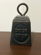 Vintage Cast Iron Square Bell Door Stop picture