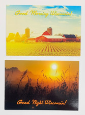 Good Morning Wisconsin, Good Evening Wisconsin Postcard Pair Unposted picture