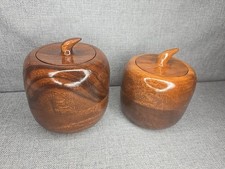 MCM Vintage Danish Made Teak Wood Apple Canister Set  picture
