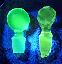 2 Uranium Glass Bottle Stoppers picture