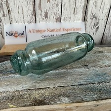 Japanese Rolling Pin Glass Float - Authentic Vintage Japan Fish Net Buoy - Aqua picture
