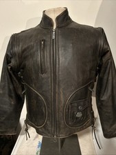 Harley Women's Panhead Convertible Leather Jacket Vest L 97263-02VW Vintage EUC picture