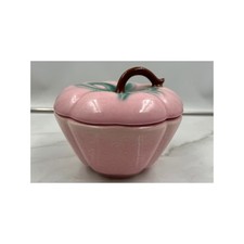 Vintage Belmar California 310 Pink Strawberry Ceramic Lidded Jam Jar Pot picture
