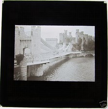 Glass Magic Lantern Slide CONWY CASTLE C1900 WALES picture