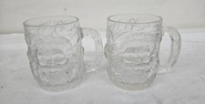 Vintage Pair LUMINARC USA Santa Class Embossed Glass Cups Mugs GREAT Condition picture