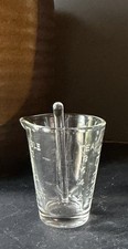 Vintage Apothecary Medicine Dose Glass Measuring Cup w/ Stirring Rod 1oz 30ml picture