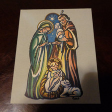 Lot of 5 old Belgium  French fold glitter Nativity Christmas greeting cards #38 picture