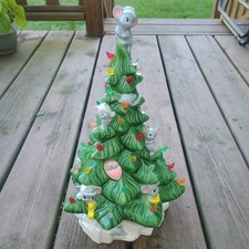 Vintage 1980s Mouse Mice Ceramic Lighted Christmas Tree 16
