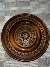 Wood Plate Polish Folk Art Vintage Cross Hanger Hand Carved picture