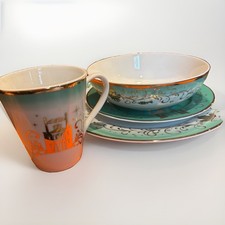 Disney Princess Tiana China Dinner Set Green Floral Porcelain Plates Bowl Mug picture