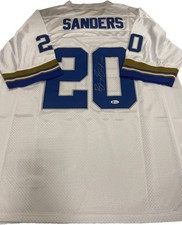 Barry Sanders White jersey Detroit Lions Hand Signed BAS COA picture