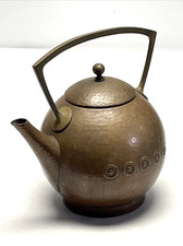 Antique WMF Jugendstil Hammered Copper Teapot Kettle Ostrich Mark Art Nouveau picture