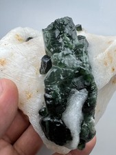 664g Natural Chrome Diopside Crystals on White Matrix - Badakhshan AFG picture
