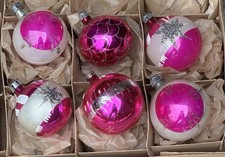 Vintage Poland Pink Teardrop Glass Christmas Ornament picture