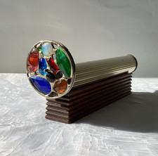 Vintage 1989 Chesnik Koch Kaleidoscope Brass 2 Wheels Treasure Trove Toy w/ Base picture