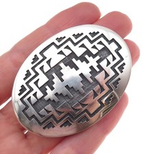 Manuel Hoyungowa Old Pawn 925 Sterling Silver Vintage Tribal Belt Buckle picture