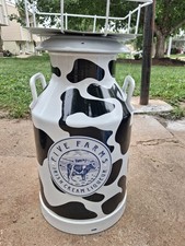 Rare Five Farms Irish Cream Liqueur Cow Print Milk Can Bottle Display Stand picture