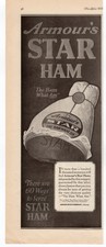 1925 Armour's Star Ham Ad, Chicago Meat Packing Art Deco Era Food Advertisement picture