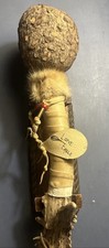 Native American War Club, very cool handmade collectible w/feathers see pics picture