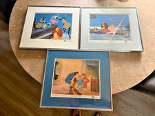 VTG LOT (3) Lady & The Tramp Original Walt Disney Prod. Litho. Prints - Framed picture