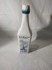 Vintage 1970's Vandermint Milk Glass Dutch Delft Blue Windmill Liquor Bottle picture