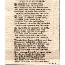 The Flag That's Braved The Ocean Freedom Poem CHP 1844 London Clipping SAI3-M5 picture