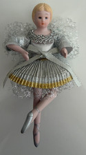 Vintage Porcelain Face Ballet Dancer Angel Doll Christmas Ornament picture