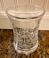Vintage Heavy Etched Glass Spooner Vase picture