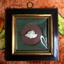 Antique 19th Century Curved Glass Shadow Box Frame with Velvet Mat Victorian picture
