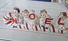 Vintage Noel Candle Holder Angles on candy cane Japan  picture