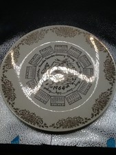 Vintage 1964 Calendar Plate Cream With Gold Accents 9