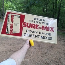 Rare Vintage Sure Mix Cement Metal Sign Stout Sign Co. USA picture