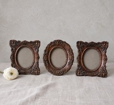 Vintage Mini Faux Wood Ornate Picture Frames Lot of 3 Victorian Baroque 5x4 picture