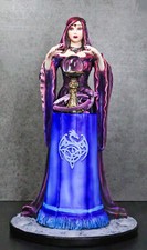 Fantasy Myths Legends Dragon Sorceress Witch With Scrying Crystal Ball Figurine picture