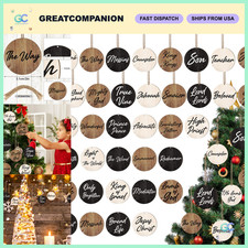 72 Pcs Vintage Christmas Jesus Name Wood Ornaments, Holiday Decor, Gift Tags picture