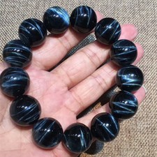 Genuine Natural Hawk Eye Gemstone Round Beads Bracelet AAAA 18mmAAAAA picture