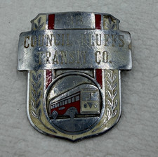 RARE Vintage 1948-57 Council Bluffs Transit Co Bus Driver Cap Badge #33 Iowa picture