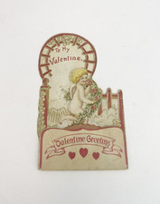Antique Valentine Victorian Style Honeycomb Standee Card Cherub USA Vintage picture
