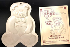 Vintage 1991 Pampered Chef Clay Stoneware Teddy Bear Cookie Mold  picture