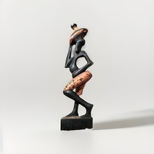 African Modern Contemporary Art Carved Wood SCULPTURE figure picture
