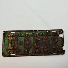 1939 Washington State Golden Jubilee License plate Tag# D-8002 picture