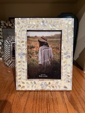 Beautiful Mother Of Pearl Inlay 5x7 Large Photo Frame Wooden / Hand Made picture