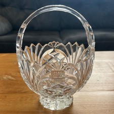 Fifth Avenue Cut Lead Crystal Poland Basket Handle Bowl Candy Dish Elegant picture