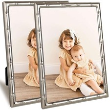 5x7 Silver Picture Frame with Elegant Metal Bamboo Design, 5 x 7 Photo Frames... picture