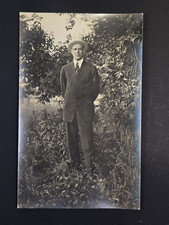 Vintage 1904-1920's Cyko Man Posing in Suit & Hat B&W RPPC Postcard picture