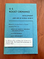 FREE SHIP PRISTINE 1946 US Rocket Ordnance, Development and Use in WWII - RARE picture